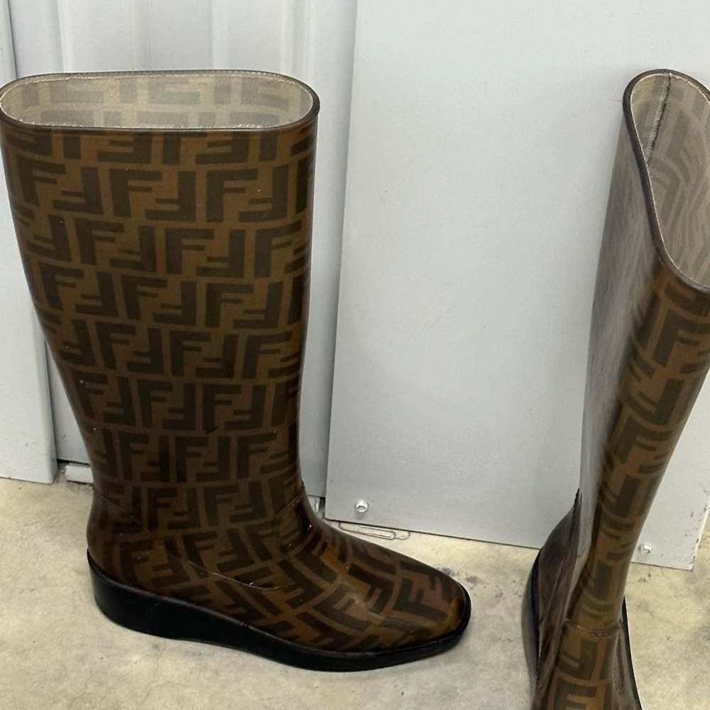 Fendi Brown Monogram Winter & Rain Boots